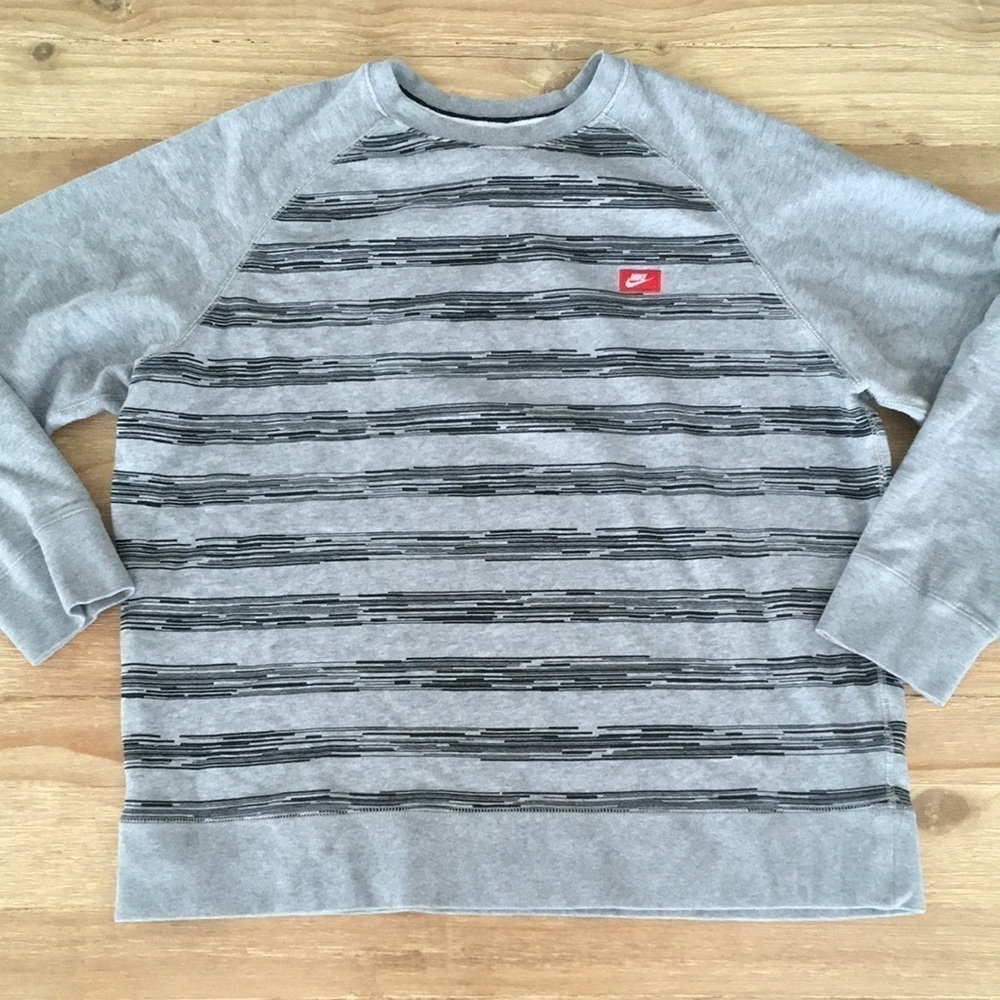 VINTAGE NIKE GRAY RAGLAN SWEATSHIRT BLUE TAG XXL